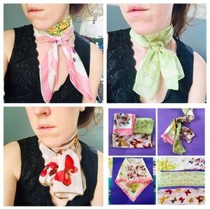 3 vintage neck scarves